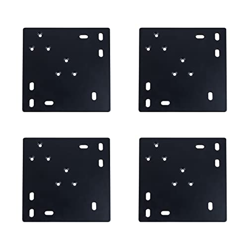 4x Adapterplatte ADAPT, Montageplatte für eckige und runde Tischbeine sowie Möbelfüße, multifunktionaler Verbinder für Tischplatten aus Holz, Stein oder Kunststoff, sehr stabil (Schwarz, 4er Set)