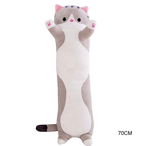 VELIHOME Adorável boneca de gato de pelúcia, linda boneca de pelúcia com desenho de gato, almofada d