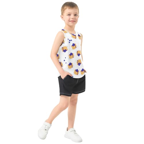 J JOYSAY Blueberry Pancake Stack White Boys Tank Top Sleeveless Muscle Shirts Quick Dry Kids T-Shirts 3-15T4