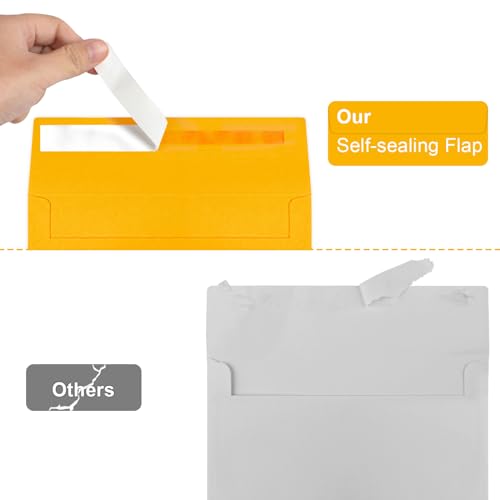 Image of 50 Packs Yellow 5x7 Envelopes 5x7, Fade Bright Yellow Color Envelopes Self Seal for Weddings, Photos, Greeting Cards, Mailing