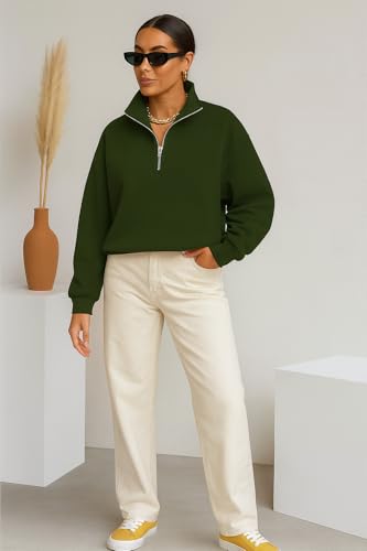 Image of Mack Jonney Women's Fleece Half-Zip High Neck Sweatshirt | Warm & Stylish Winter Wear -M4746