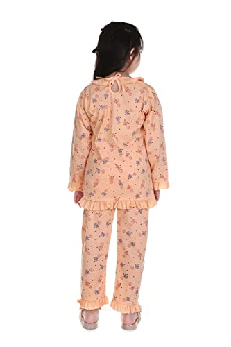 Image of Baby Girls Floral Print Hosiery Cotton Top & Pyjama Set