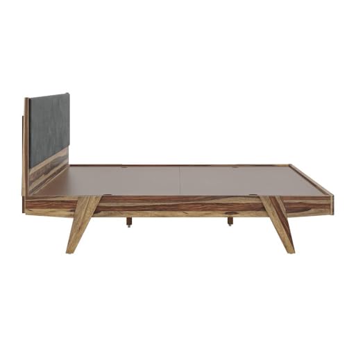 Image of Wakefit Bed | King (78x72) Sheesham Wood Bed Upholstered, Without Storage | 3 Year Warranty | Lynx - Burma Brown