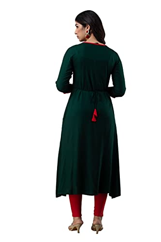 ANNU PARIDHAN Women's Rayon Embroidery Anarkali Kurta - Image 3