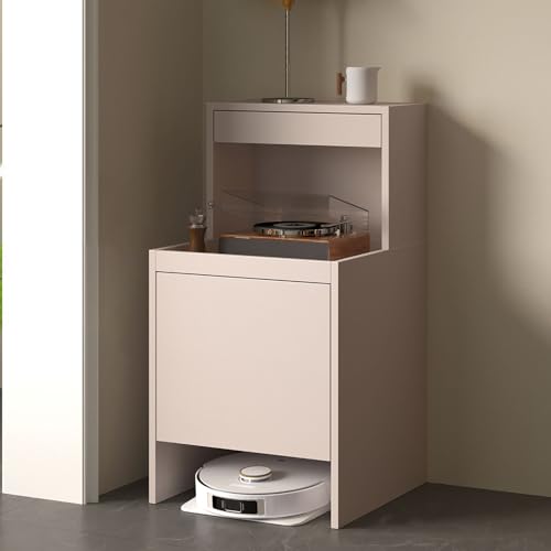 ksxnkhk Mueble de almacenaje con Puertas y cajones para Robot Aspirador, Mesa Auxiliar para Oficina en casa, salón, Cocina (Gris)