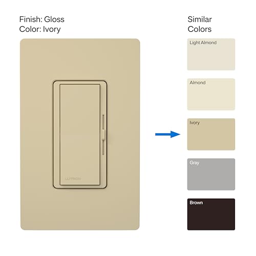Image of Lutron Diva LED+ Dimmer Light Switch for Dimmable LED, Halogen, and Incandescent Bulbs, 150 Watt, Single-Pole or 3-Way, DVCL-153P-IV, Ivory