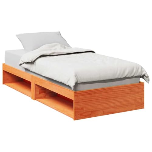Mokuyary Cama diurna sin colchón, marrón cera, 75 x 190 cm, madera maciza, pino, cama individual/doble, fácil montaje, estilo moderno
