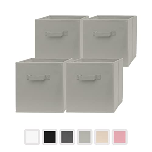 Pomatree 13X13X13 Inch Storage Cubes - 4 Pack - Large And Sturdy Storage Bins | Dual Handles, Foldable | Cube Organizer Bin | Fabric Baskets For Organizing Closet, Clothes And Toys (Grey) #TOP3