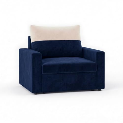 Image of SOCOZI Enrique 1 Seater Sofa Cum Bed | Soft Velvet Suede Fabric | Modern Convertible Design | Plush Comfort Seating for Living Room (Dark Blue)