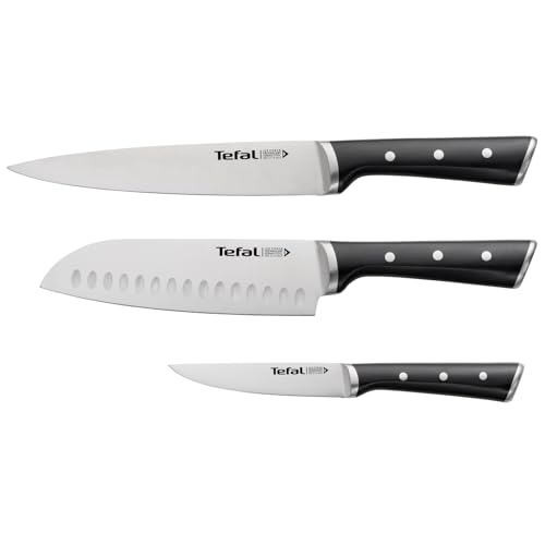 Tefal Ice Force 3-teiliges Messerset, Fleischmesser 20 cm, Santokumesser 18 cm, Universalmesser 11 cm, deutscher Edelstahl… – Ansicht 2