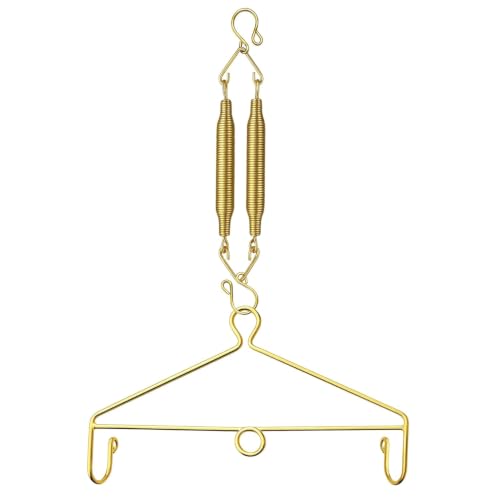 Image of Combo Set Baby Cradle Spring and Hanger | Up to 15 Kg | for Swing Jhula Straight Hanging Spring for, Thottil Hook Jhoola Palna (Gold, Center Hole)