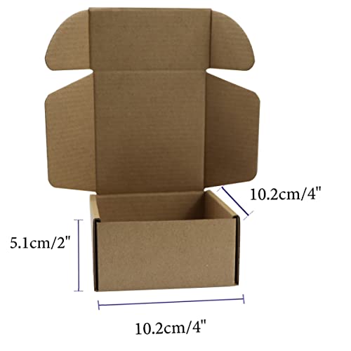 ZhaoCo Paquete de 25 cajas de envío de cartón corrugado, 10 x 10 x 5 cm, cajas de envío pequeñas de cartón para regalos, color marrón - imagen 2