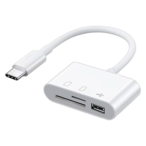Type C SD/TF Card Reader for iPhone 15 16/iPad/MacBook/Mac/Camera, 3-in-1 Micro SD Card Reader Adapter, Plug and Play