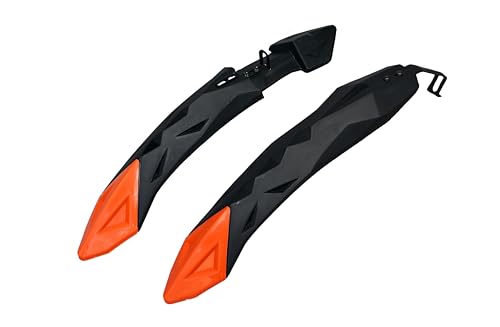 Image of Shrenik Cycle Mudguard Diamond Design Compatible 24 & 26 Inch Bicycle Fender Clip-on Front & Rear Set with Metal Caliper Fittings in Multicolor (Black-Orange)