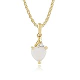 Gemondo 9ct Yellow gold Heart Opal & Diamond Pendant Necklace