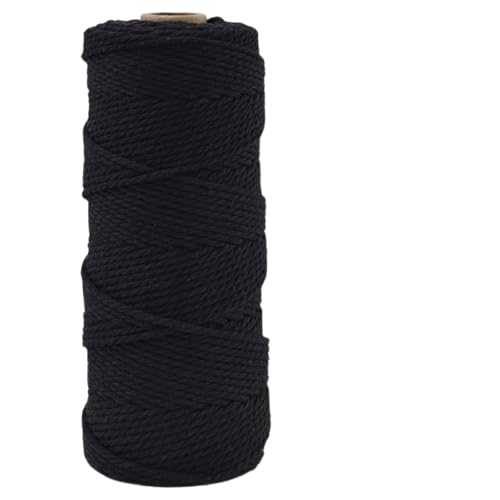 MOMAHUA 3mm Hilo de Macramé 100% Algodón,100m Negro Cuerda para Manualidades,19 Colores Más,Cordón para DIY,Decoración y Regalos