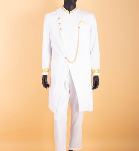 African Suit for Men 2 Pieces Embroidery Tuxedo Suit African Clothes Solid Standard Fit Party Blazer Jacket Pant Set2