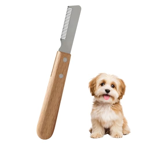 Coltello da Stripping a Denti Stretti per Animali Domestici Sottopelo, Professionale Spogliarello Knife Coarse Ergonomic, Cani Spazzola da Toelettatur Wooden Adatto a Gattis e Canis, Destro(Marrone)