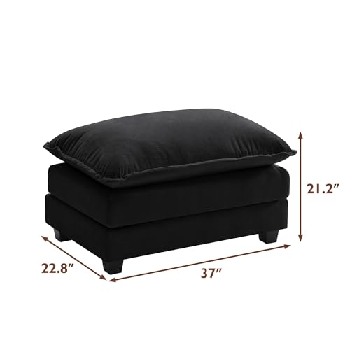 Image of Ihanherry Ottoman for Modular Sectional Cloud Couch, Chenille Deep Seat Sofa for Living Room, Bedroom and Apartment, Black