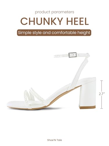 Image of Shoe'N Tale Strappy Heels for Women Square Toe Chunky Block Heels Ankle Buckle Heeled Sandals