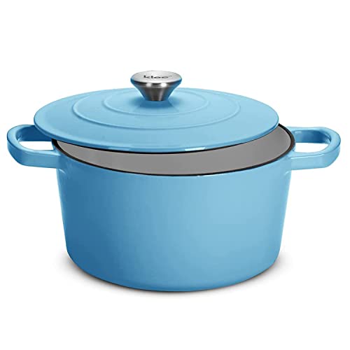 Klee 4-Quart Dutch Oven Pot with Self-Basting Lid (Dusty-blue) - Heavy-Duty Enameled Cast Iron Dutch Oven Casserole Dish for Braising, Broiling, Baking, Frying, and More - Oven-Safe Up To 500°F Klee 4-Quart Dutch Oven Pot with Self-Basting Lid (Dusty-blue) - Heavy-Duty Enameled Cast Iron Dutch Oven Casserole Dish for Braising, Broiling, Baking, Frying, and More - Oven-Safe Up To 500°F