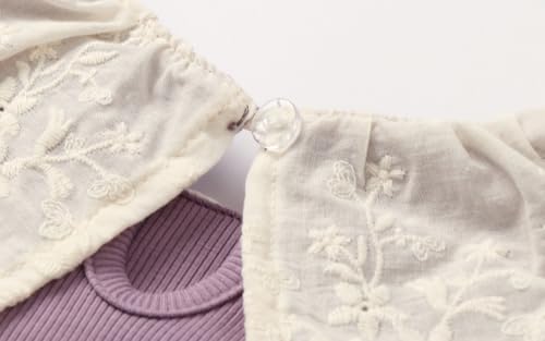 Image of LittleSpring Girls Ribbed Knit Long Sleeve Tshirt with Lace Ruffle Collar