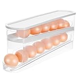 Garneck Robuster Automatischer Eierroller mit Mehrstöckigem Transparentem Eierbehälter Platzsparender Organizer für Kühlschrank und Theke zur Hygienischen Aufbewahrung