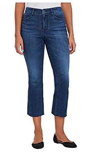 Social Standard Women's Jeans Mid-Rise Stretch Raw Hem Crop Cropped Denim Blue (Denim Blue, 4/27)