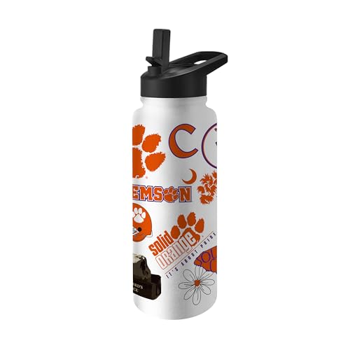 Image of Logo Brands NCAA Native 34 oz Quencher Water Bottle - | Local Icons Design | Double-Wall Insulated| Leak-Proof Lid & Built-In Straw