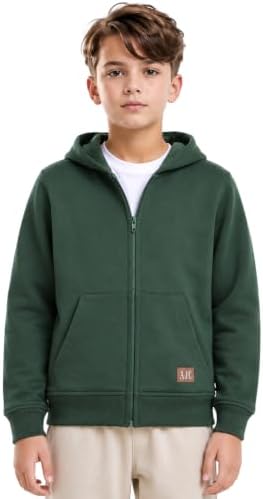 Alan Jones Clothing Boys Hooded Sweatshirt | Full Zip Closure | Full Sleeves | Kangaroo Pocket | Regular Fit | Winter Jacket for Boys | Age 5-16 Years