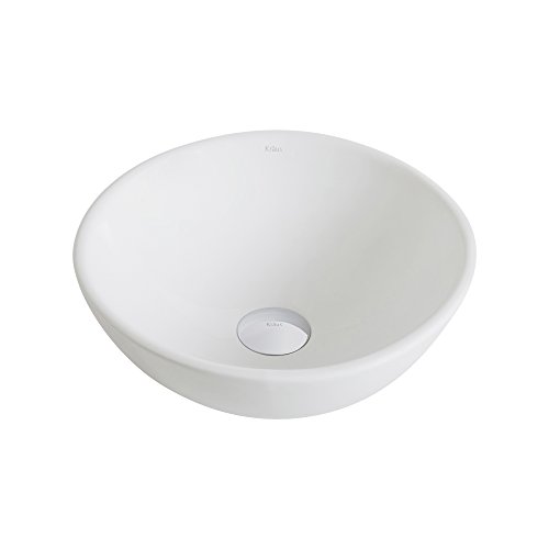 Crazy Clearance Kraus KCV-341-CH Elavo Bathroom Vessel Sink with Pop Up Drain, 13.7 Inch, Chrome/White
