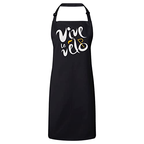 Tablier cuisine noir Vive le Vélo France pour passionné de cyclisme sur route