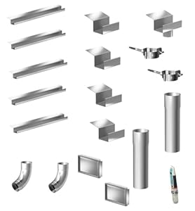 Gartenhaus Kastendachrinnenset bis 5, 70 Meter Aluminium Natur Simpel