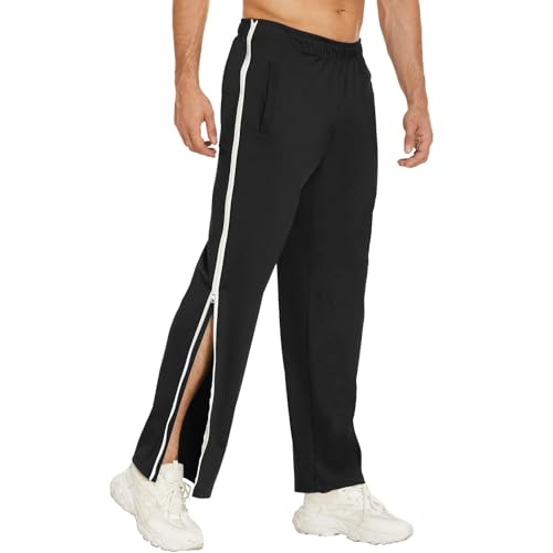 Men's Baggy Loose Fit Casual Pants Straight Leg Zip Split Jogging Running Basketball Sports Sweatpants, M-3XL3