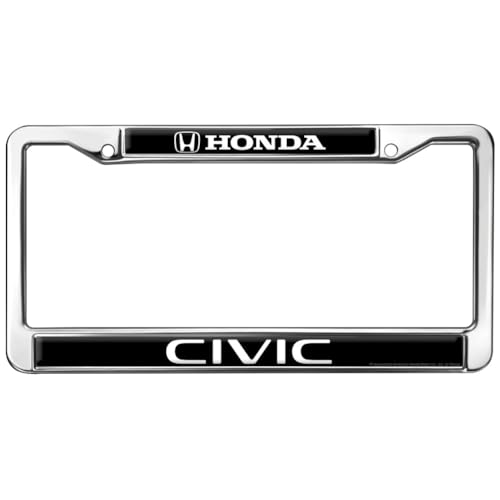 Honda Civic Black Full Size Standard License Plate Metal Frame