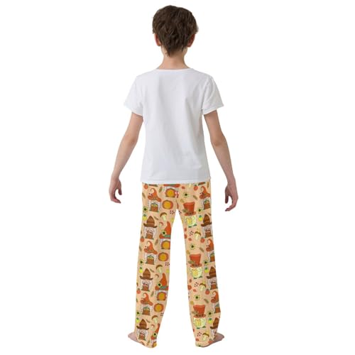 Honey Gnome Mushroom Boys Long Pants Soft Trousers Elastic Waist Kids Lounge Bottoms with Pockets S-XL3