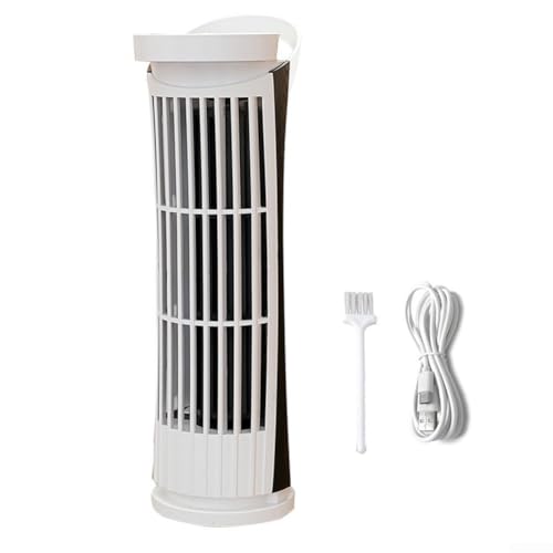 Ventilador de torre sin aspas diseñado para un uso seguro en interiores, con potente flujo de aire ajustable y LED, alimentado por USB para colocación (blanco) Ventilador de torre sin aspas diseñado para un uso seguro en interiores, con potente flujo de aire ajustable y LED, alimentado por USB para colocación (blanco)