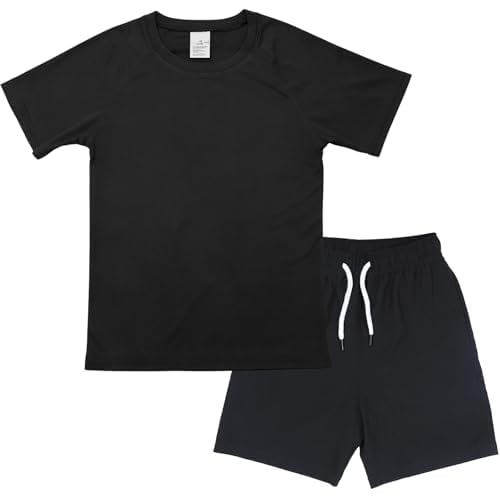 Fengzio Maillot de Bain Garçon UPF 50+, T-Shirt Anti-UV et Short 5-14 Ans