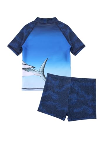 Cadocado Baby Boys 2-Piece Swimsuit Short Sleeve Rash Guards Shirt with Swim Trunk Bathing Suit Swimwear UPF 50+2