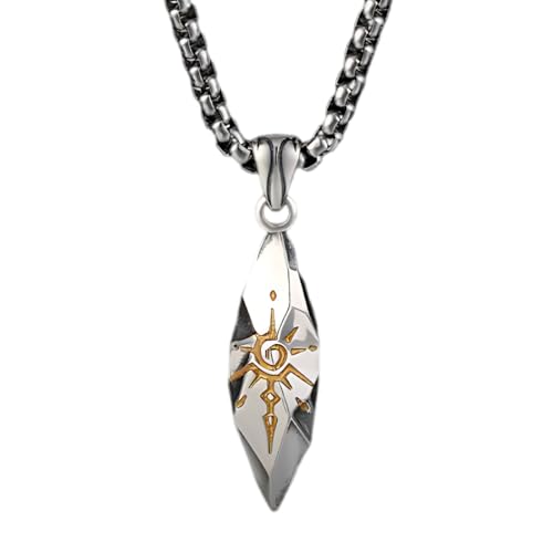 ARHZ Collier Homme - Chaine Acier Inoxydable - Collier Argent - Pendentif Météorite - Cadeau Fête des Pères