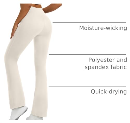 Image of Flare Leggings for Women with Pockets 2pack High Waisted Crossover Flare Leggings Bootcut Yoga Pants