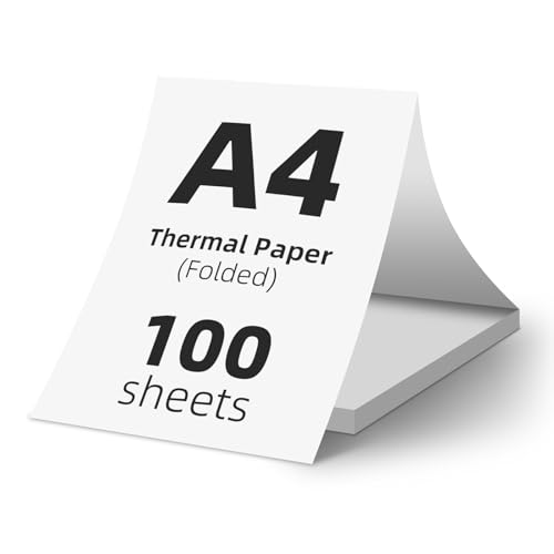 (100 Hojas) Papel térmico A4 plegable,Sin BPA, de secado rápido, compatible con la mayoría de impresoras térmicas A4,papel impresora termica ideal para documentos, webs y fotos.