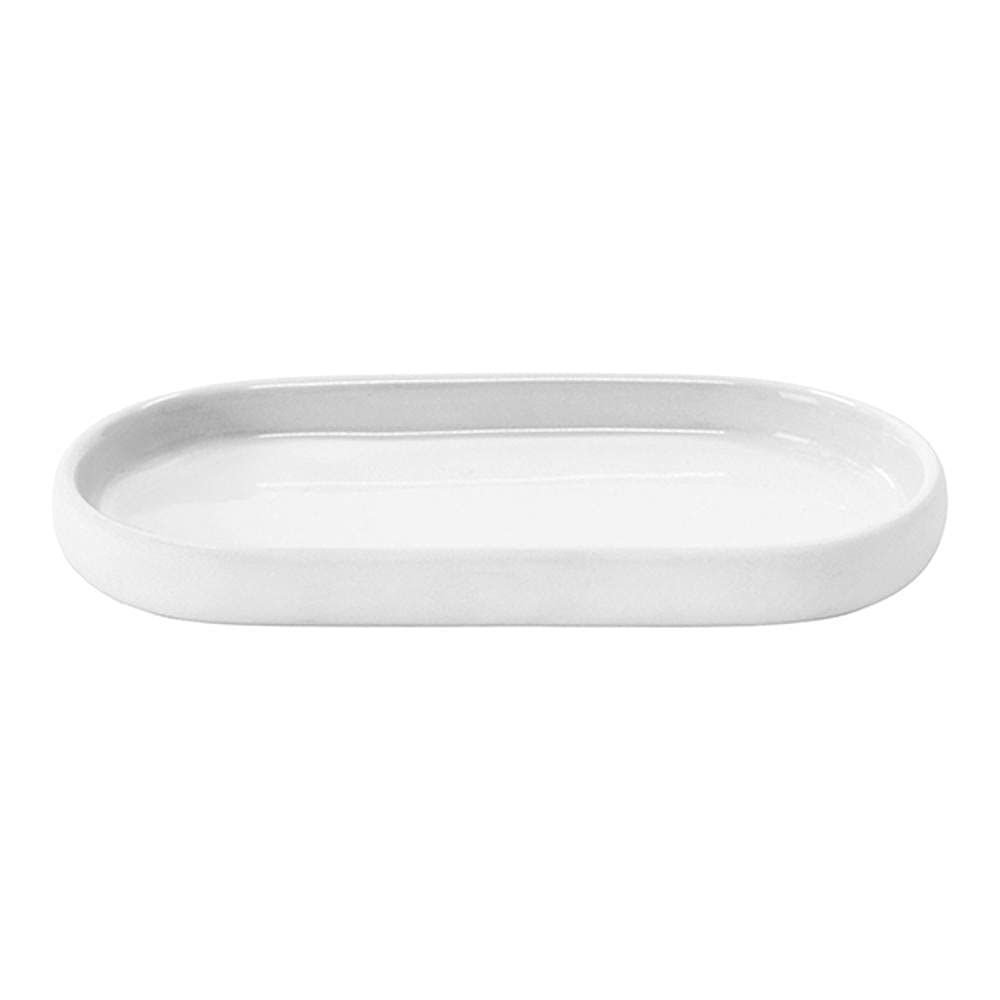 blomus Tablett -SONO- | Ablageschale aus Keramik | Farbe Weiß | 19L x 10B x 2H cm | Kosmetikablage mit Matter Außenfläche