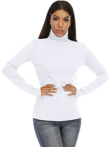 RightPerson Women's Basic Long Sleeve Turtleneck T-Shirt Solid Slim Soft Cotton Tops3