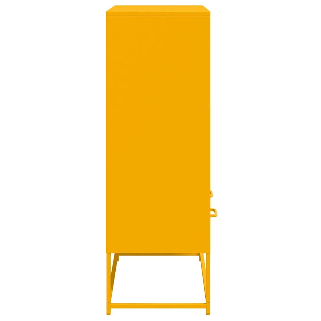 Armadietto alto, 68 x 39 x 111,5 cm, in acciaio, colore giallo | Armadio compatto in acciaio con 4 ripiani e 2 cassetti per uno spazio versatile in soggiorno o camera da letto.