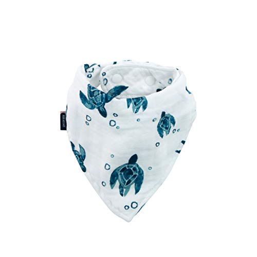 Bebe au Lait Oh So Soft Muslin Baby Bandana Bib, 4-Layer Muslin Design, Stylish Pattern - Sea Turtles