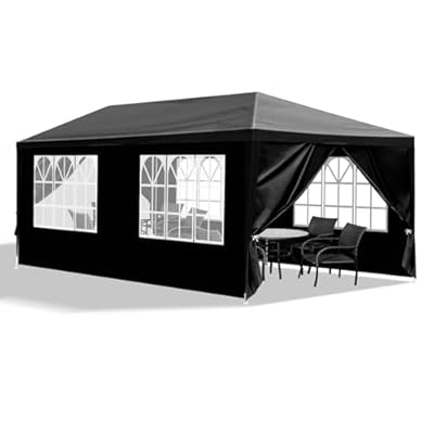 Black Party Tent 10x20 Outdoor Canopy Tent with 6 Removable Sidewalls Heavy Duty Wedding Events Tents for Parties Waterproof Patio Gazebo Shelter for Birthday Graduation Backyard