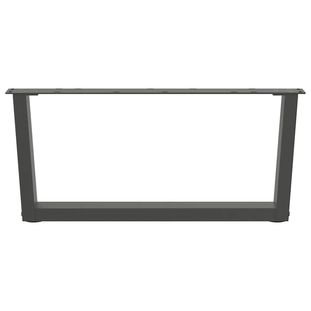 Modernas patas de mesa de centro con superficie recubierta de polvo, 2 patas de mesa de centro en forma de V de acero antracita con nivelación ajustable para suelos irregulares, fáciles