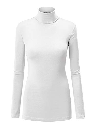 Image of Lock and Love Women's Turtleneck Top Lightweight Long Sleeve Slim Fit Pullover, Soft Rayon Stretch Layering Basic, S-3XL