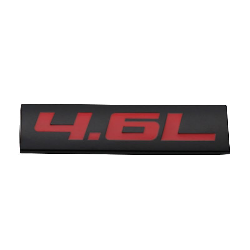 Image of 2Pc 4.6L 4.6 L Emblem 3D Badge Decal Plate Sticker Nameplate for Hood Door Trunk (Black Red)